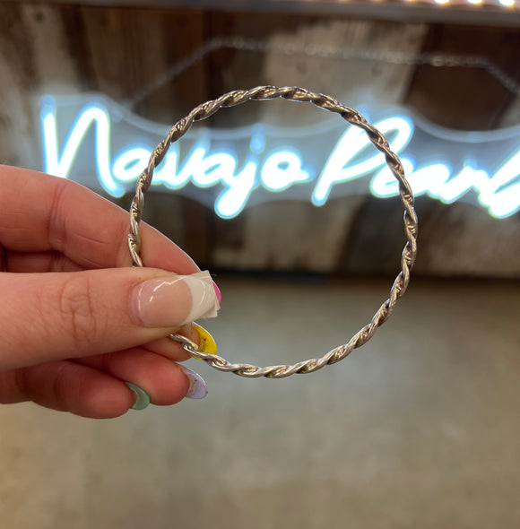 {Bluebonnet} Rope SIlver Bangle