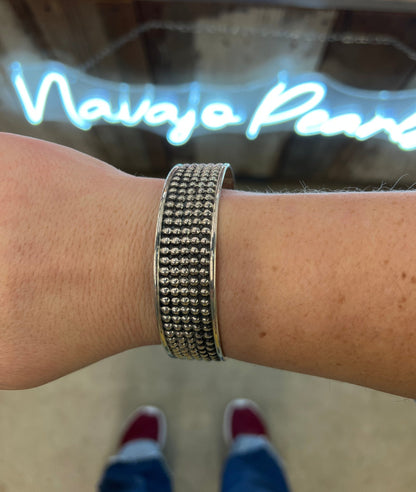 Wide Mini - Stud 8" Silver Bangle - Cowgirls & City Chics